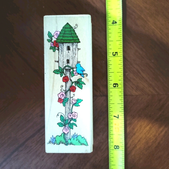 🌷3/15🌷 Large vintage Birdhouse and flower rubber stamp - Picture 4 of 4